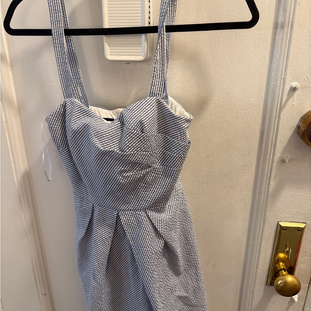 BCX Elegant Blue and White Striped Summer Dress